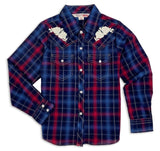 Ely Cattleman Girls Plaid Western Snap Shirt with Rose Embroidery - Ely Cattleman - Flyclothing LLC