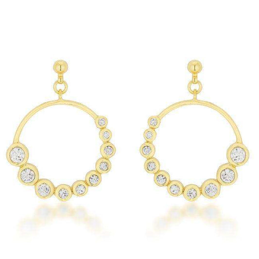 Golden Graduated Cubic Zirconia Circle Earrings - JGI - Flyclothing LLC