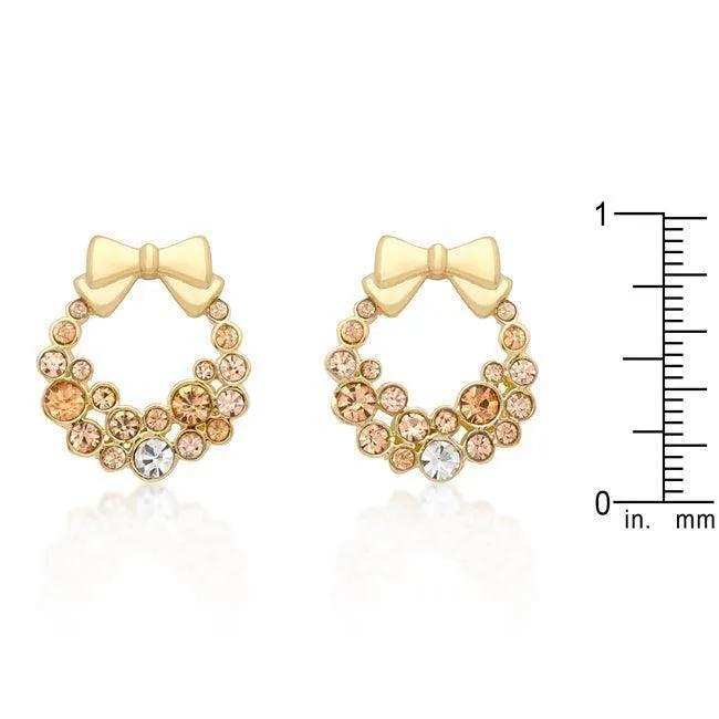 Holiday Wreath Champagne Crystal Earrings - JGI - Flyclothing LLC