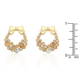 Holiday Wreath Champagne Crystal Earrings - JGI - Flyclothing LLC