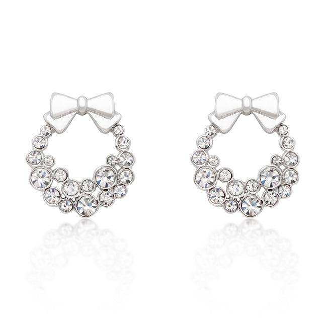 Holiday Wreath Clear Crystal Earrings - JGI - Flyclothing LLC