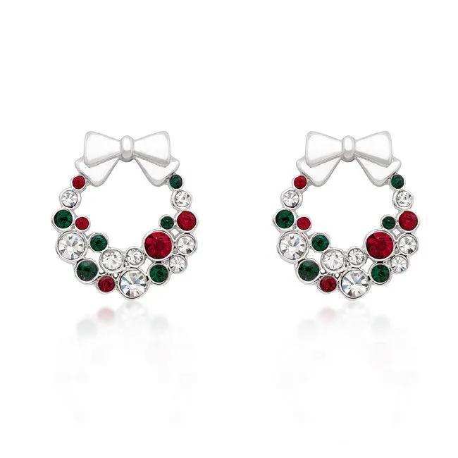 Holiday Wreath Colored Crystal Earrings - JGI - Flyclothing LLC