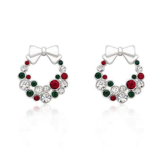 Holiday Wreath Colored Crystal Earrings - JGI - Flyclothing LLC