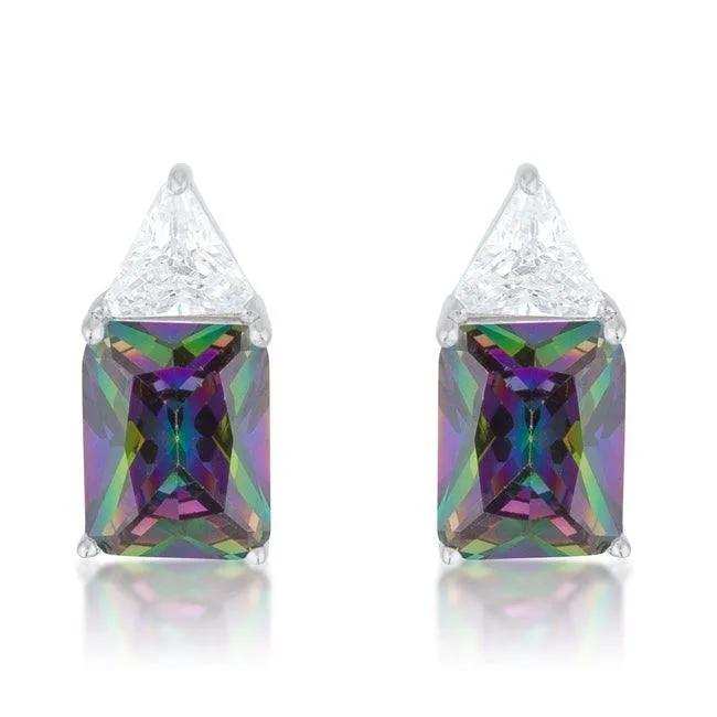 Classic Mystic Cubic Zirconia Rhodium Stud Earrings - JGI - Flyclothing LLC