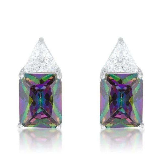 Classic Mystic Cubic Zirconia Rhodium Stud Earrings - JGI - Flyclothing LLC