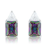 Classic Mystic Cubic Zirconia Rhodium Stud Earrings - JGI - Flyclothing LLC