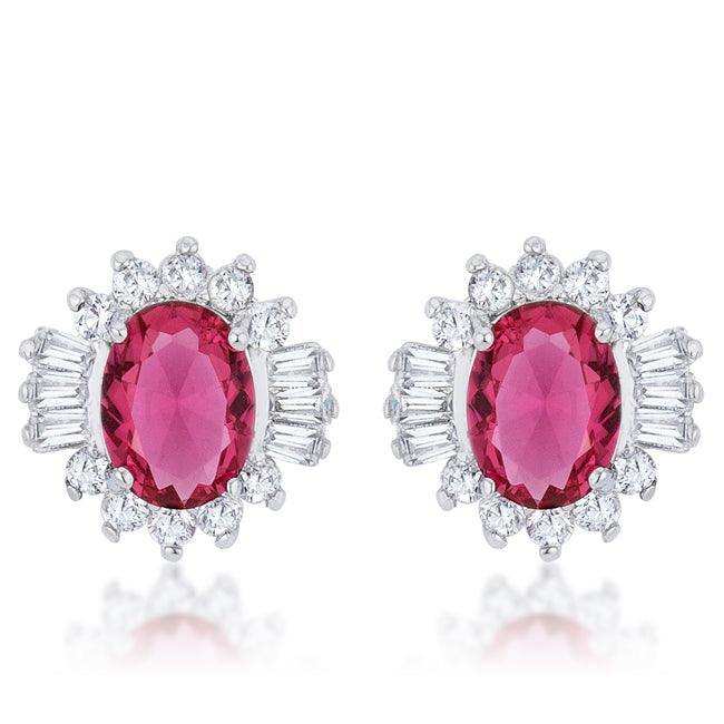 Chrisalee 3.3ct Ruby CZ Rhodium Classic Stud Earrings - JGI - Flyclothing LLC