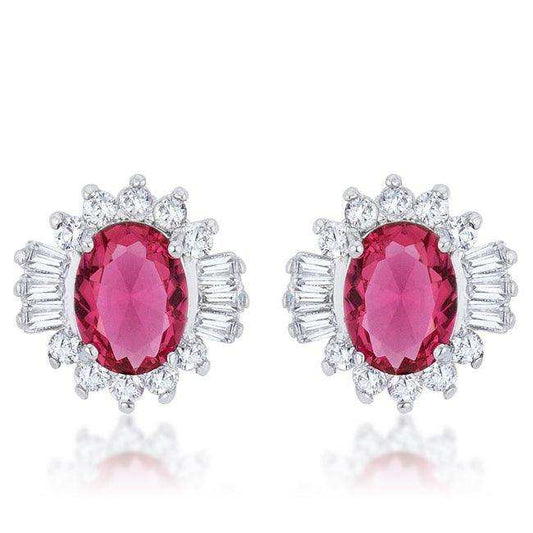 Chrisalee 3.3ct Ruby CZ Rhodium Classic Stud Earrings - JGI - Flyclothing LLC