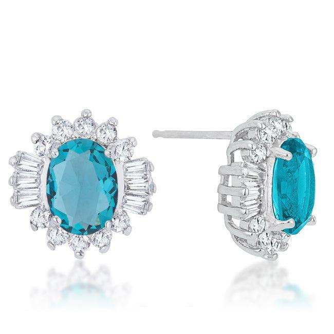 Chrisalee 3.3ct Aqua CZ Rhodium Classic Stud Earrings - JGI - Flyclothing LLC