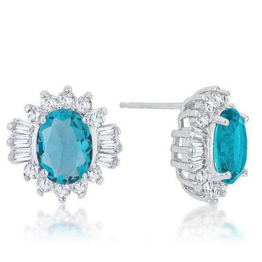 Chrisalee 3.3ct Aqua CZ Rhodium Classic Stud Earrings - JGI - Flyclothing LLC
