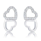 .17 Ct Melded Hearts Rhodium and CZ Stud Earrings - JGI - Flyclothing LLC