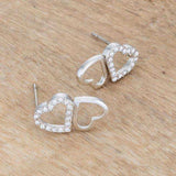 .17 Ct Melded Hearts Rhodium and CZ Stud Earrings - JGI - Flyclothing LLC
