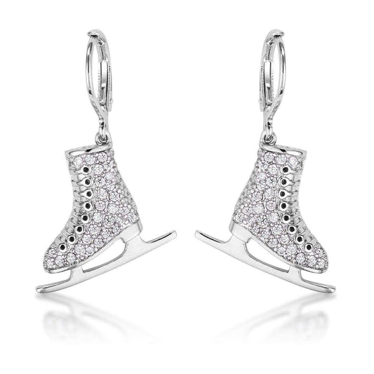 Delicate .85Ct Rhodium Plated Ice Skate Earrings - JGI - Flyclothing LLC