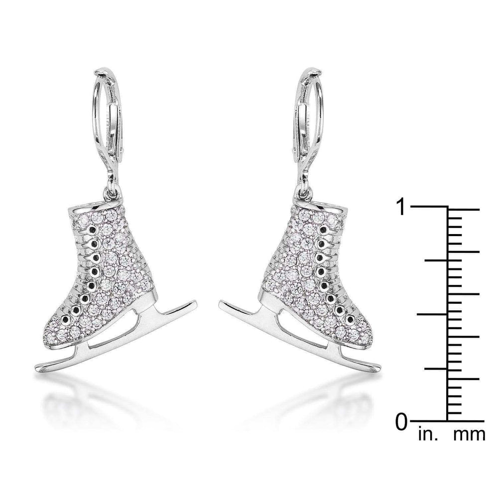 Delicate .85Ct Rhodium Plated Ice Skate Earrings - JGI - Flyclothing LLC