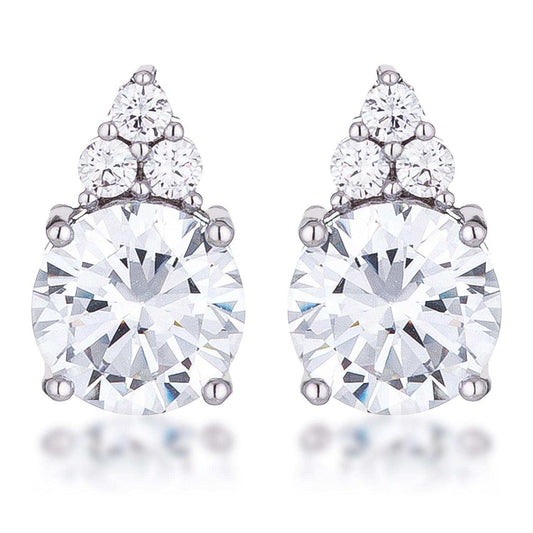 Simple Rhodium Plated 9mm Clear CZ Stud Earring - JGI - Flyclothing LLC