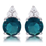 Simple Rhodium Plated 9mm Blue Green CZ Stud Earring - JGI - Flyclothing LLC