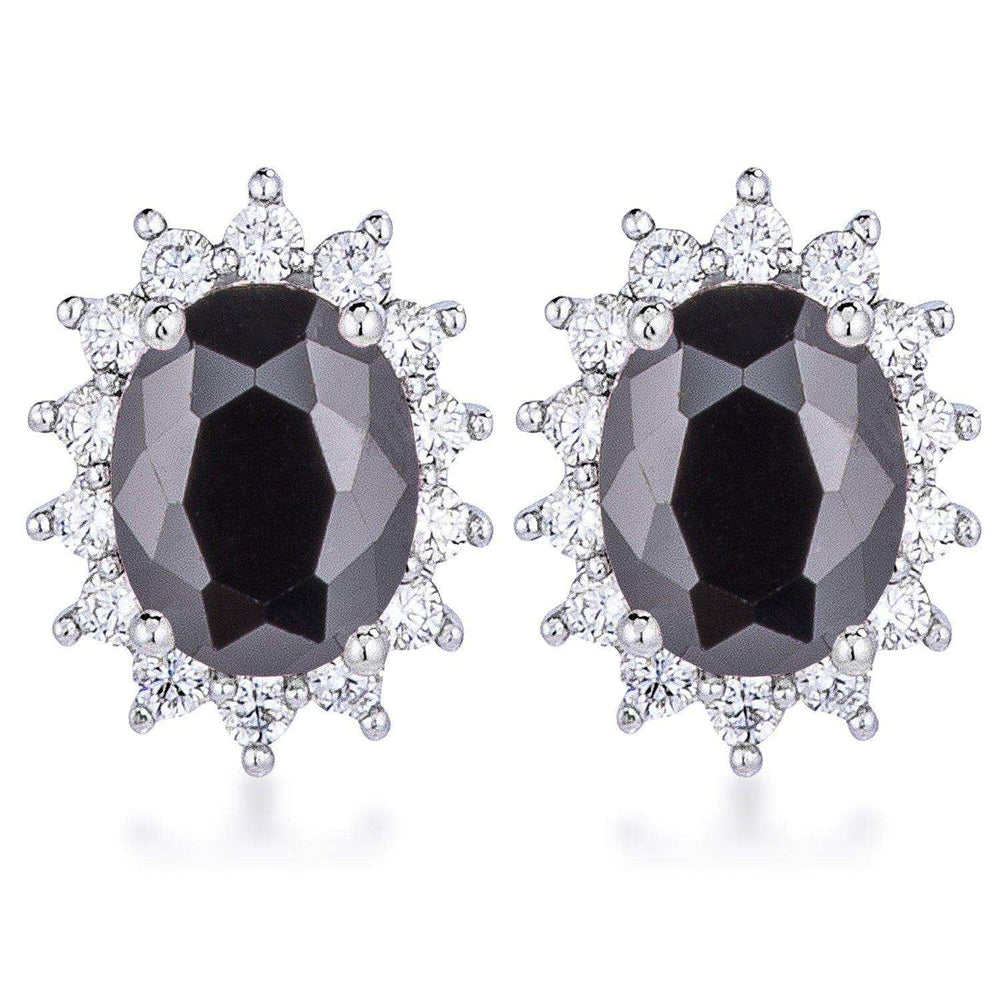 Rhodium Plated Black Petite Royal Oval Earrings - JGI - Flyclothing LLC