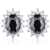 Rhodium Plated Black Petite Royal Oval Earrings - JGI - Flyclothing LLC