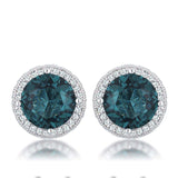 5.84 Ct Rhodium Blue Green Clear CZ Halo Earrings - JGI - Flyclothing LLC