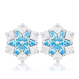 Rhodium Plated Aqua Blue Marquise Snowflake Earrings - JGI - Flyclothing LLC