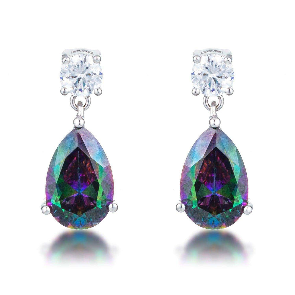9.9Ct Rhodium Mystic Iridescent Teardrop Earrings - JGI - Flyclothing LLC