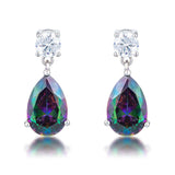 9.9Ct Rhodium Mystic Iridescent Teardrop Earrings - JGI - Flyclothing LLC