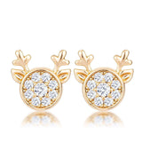Gold Plated Clear CZ Reindeer Earrings - JGI - Flyclothing LLC