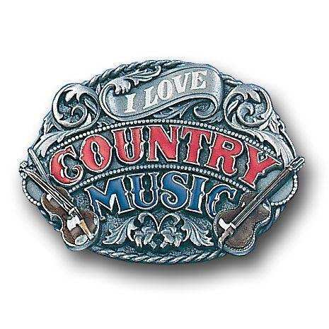 I Love Country Music Enameled Belt Buckle - Siskiyou Buckle - Flyclothing LLC