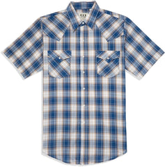 Ely Cattleman Blue Plaid Short Sleeve Western Shirt - Flyclothing LLC