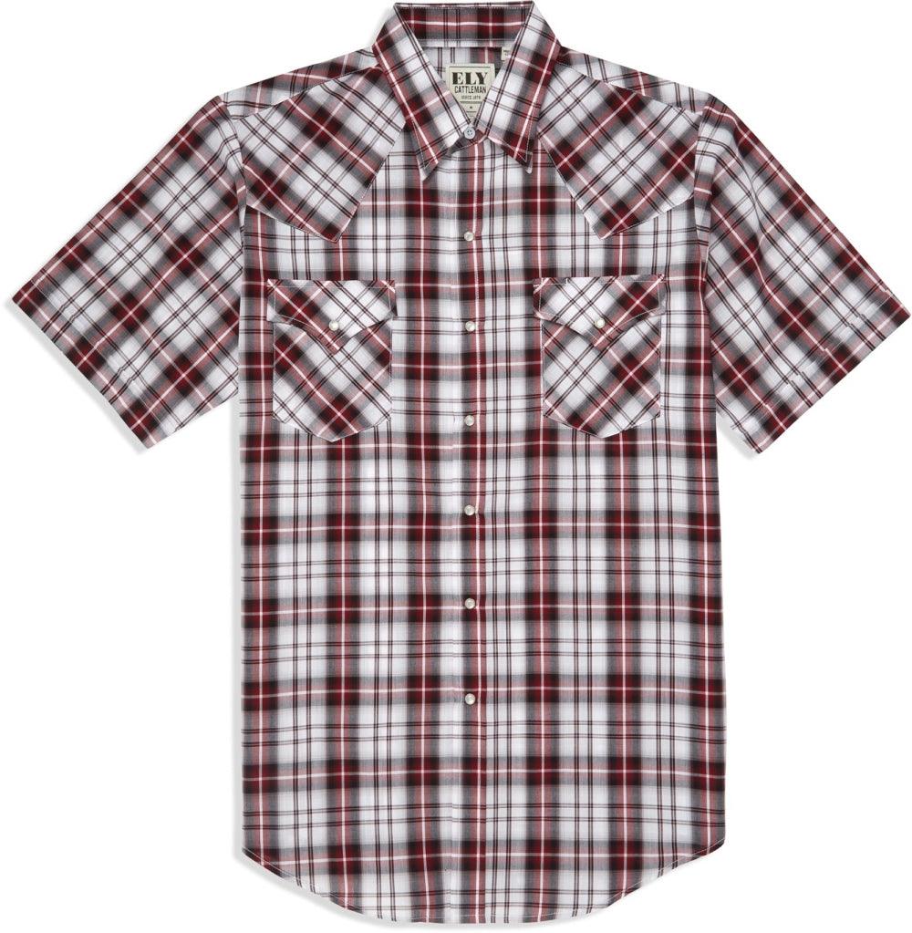 Ely Cattleman Red Plaid Short Sleeve Western Shirt - Flyclothing LLC