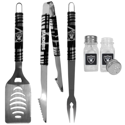 Las Vegas Raiders 3 pc Tailgater BBQ Set and Salt and Pepper Shakers - Flyclothing LLC