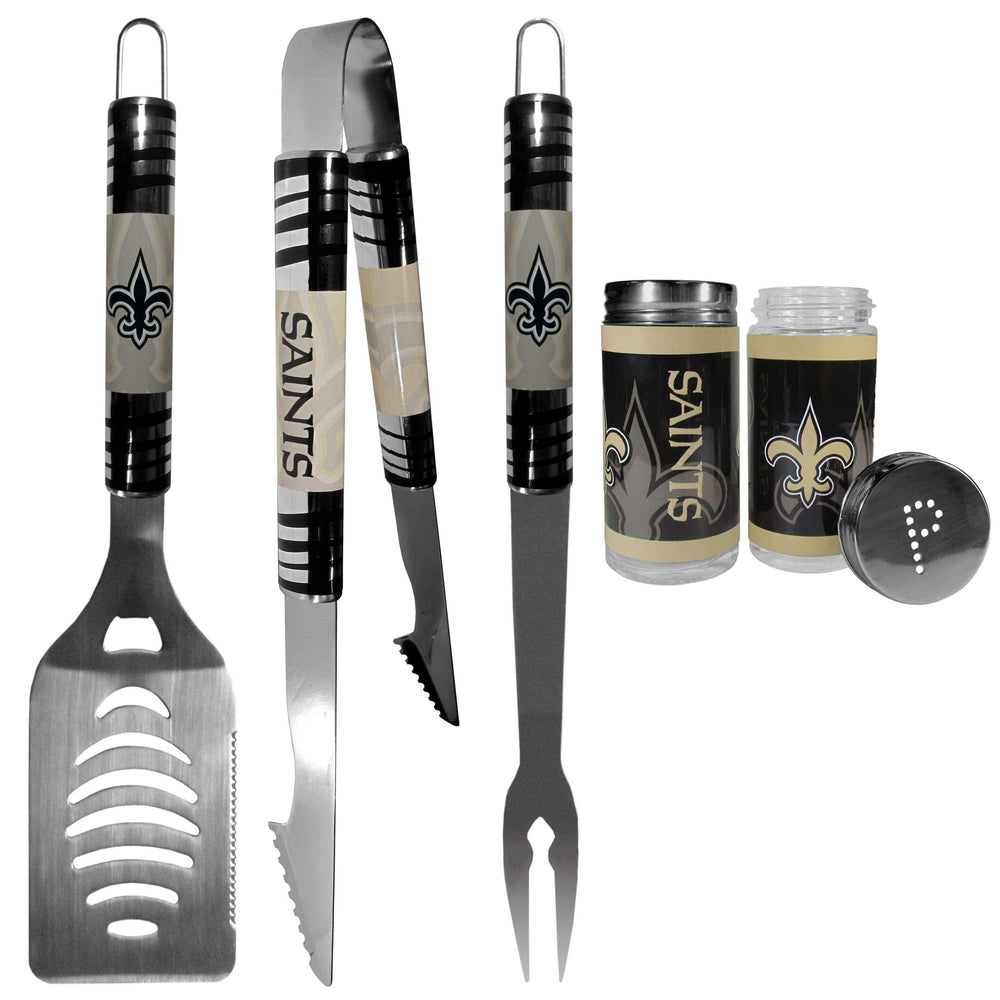 New Orleans Saints 3 pc Tailgater BBQ Set and Salt and Pepper Shaker Set - Siskiyou Buckle - Flyclothing LLC