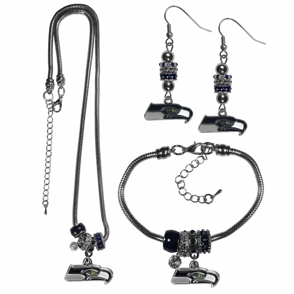 Seattle Seahawks Euro Bead Jewelry 3 piece Set - Siskiyou Buckle - Flyclothing LLC
