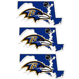 Baltimore Ravens Home State Decal, 3pk - Siskiyou Buckle - Flyclothing LLC