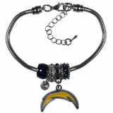 Los Angeles Chargers Euro Bead Bracelet - Siskiyou Buckle - Flyclothing LLC