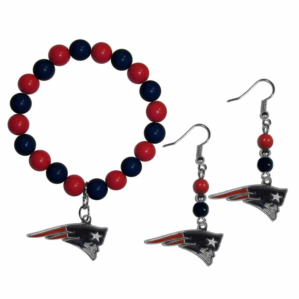 New England Patriots Fan Bead Earrings and Bracelet Set - Siskiyou Buckle - Flyclothing LLC