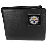 Pittsburgh Steelers Leather Bi-fold Wallet Packaged in Gift Box - Siskiyou Buckle - Flyclothing LLC