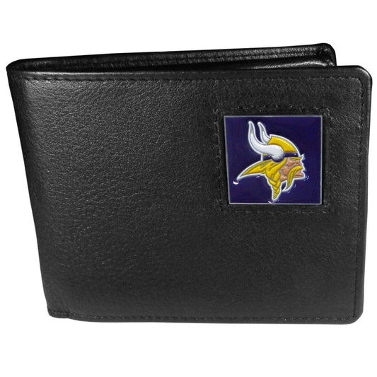 Minnesota Vikings Leather Bi-fold Wallet Packaged in Gift Box - Siskiyou Buckle - Flyclothing LLC