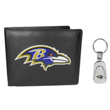 Baltimore Ravens Bi-fold Wallet & Steel Key Chain - Siskiyou Buckle - Flyclothing LLC