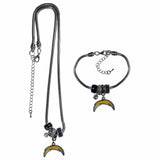 Los Angeles Chargers Euro Bead Necklace and Bracelet Set - Siskiyou Buckle - Flyclothing LLC