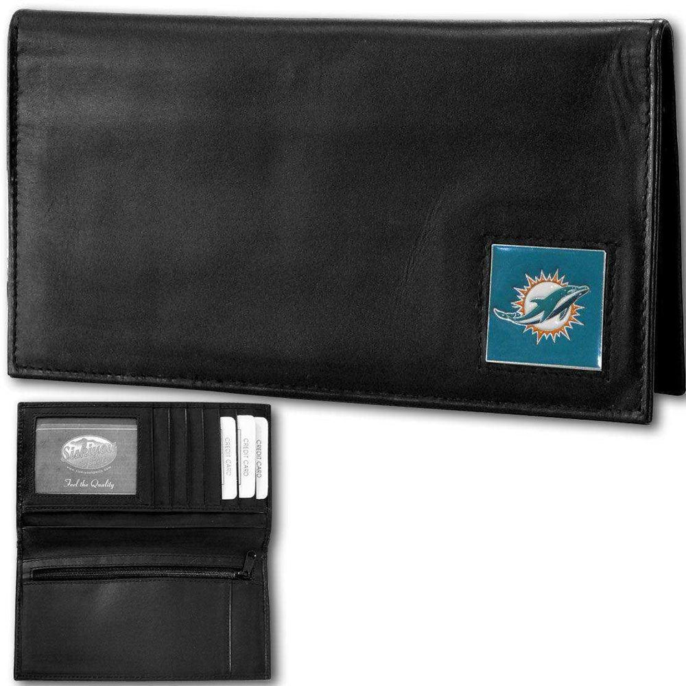 Miami Dolphins Deluxe Leather Checkbook Cover - Siskiyou Buckle - Flyclothing LLC