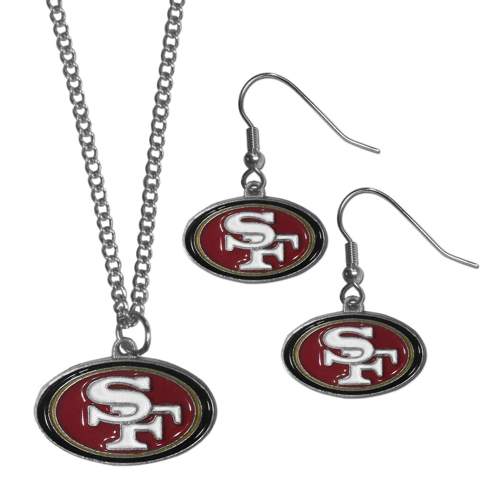 San Francisco 49ers Dangle Earrings and Chain Necklace Set - Siskiyou Buckle - Flyclothing LLC