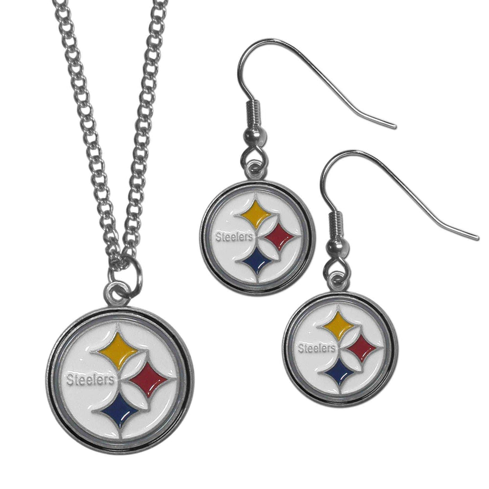 Pittsburgh Steelers Dangle Earrings and Chain Necklace Set - Siskiyou Buckle - Flyclothing LLC