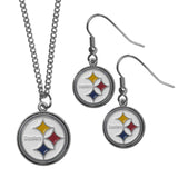 Pittsburgh Steelers Dangle Earrings and Chain Necklace Set - Siskiyou Buckle - Flyclothing LLC