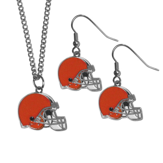Cleveland Browns Dangle Earrings and Chain Necklace Set - Flyclothing LLC