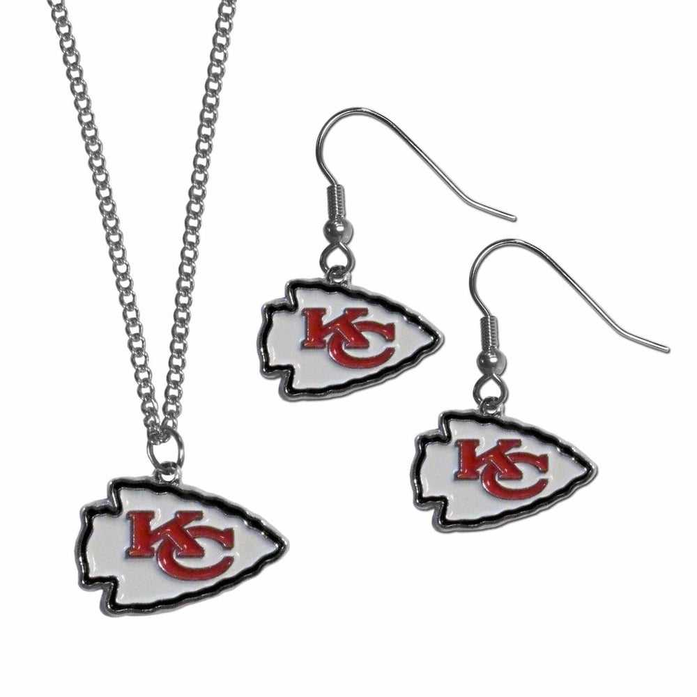 Kansas City Chiefs Dangle Earrings and Chain Necklace Set - Kansas City Chiefs - Flyclothing LLC