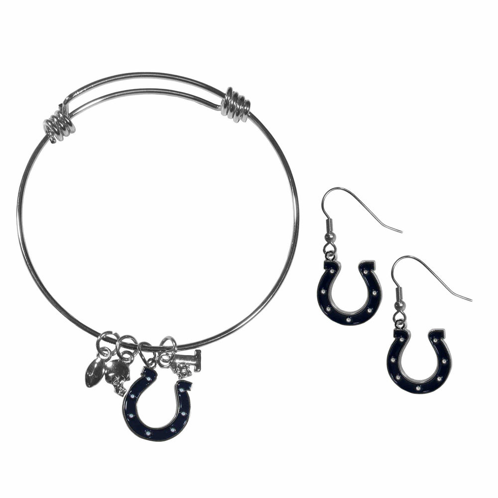 Indianapolis Colts Dangle Earrings and Charm Bangle Bracelet Set - Siskiyou Buckle - Flyclothing LLC