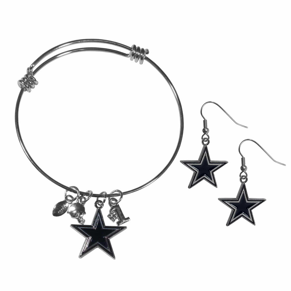 Dallas Cowboys Dangle Earrings and Charm Bangle Bracelet Set - Siskiyou Buckle - Flyclothing LLC