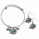 Miami Dolphins Dangle Earrings and Charm Bangle Bracelet Set - Siskiyou Buckle - Flyclothing LLC