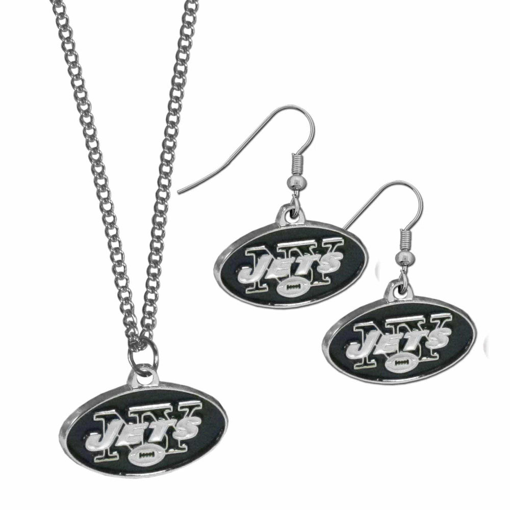 New York Jets Dangle Earrings and Chain Necklace Set - Siskiyou Buckle - Flyclothing LLC